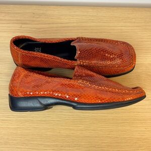 Glacee Red Leather Snakeskin Print Loafers woman’s 36